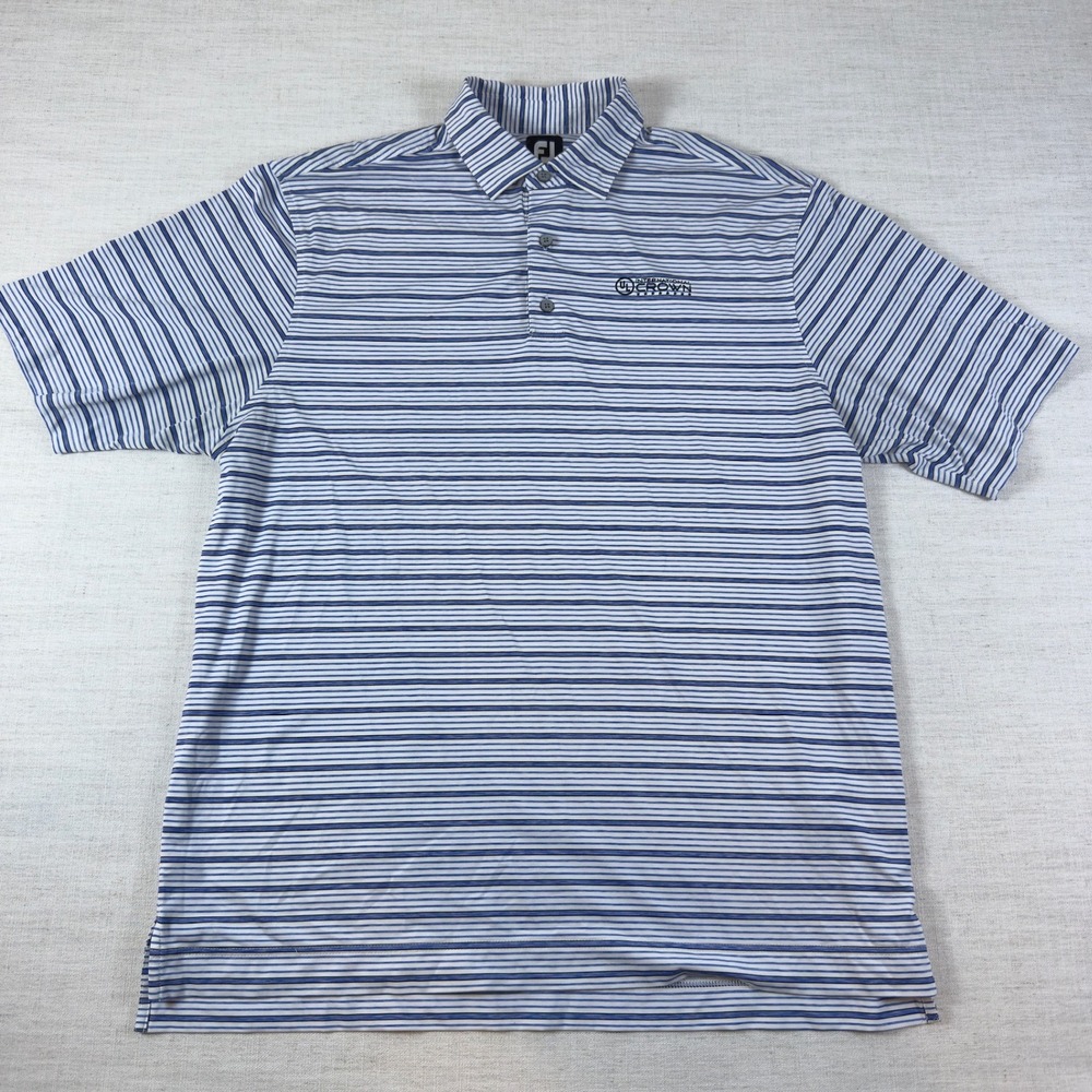 FootJoy Mens XL Blue White Striped UL International Crown Golf Polo Shirt